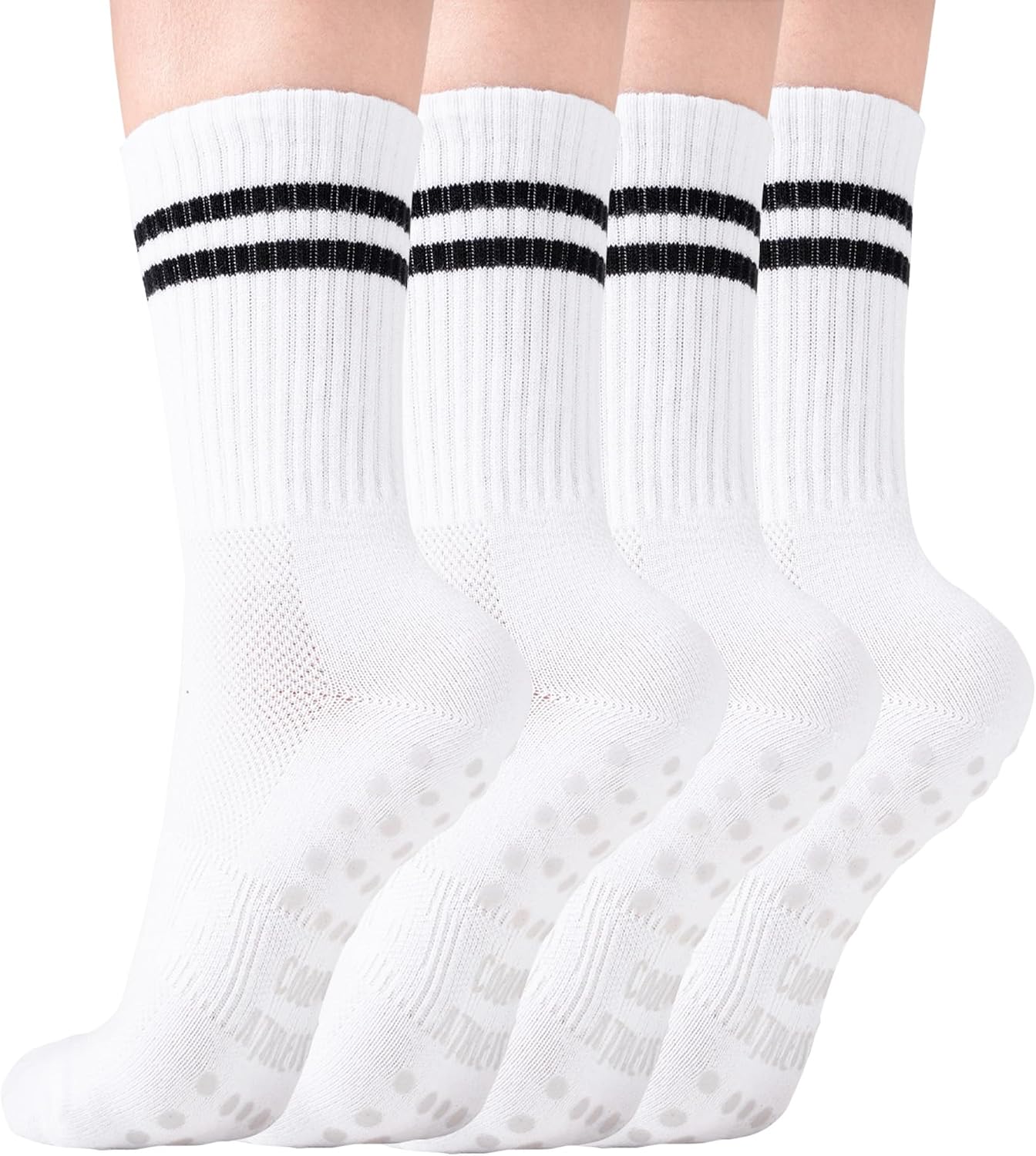 Pilates Socks with Grips for Women, Yoga Socks, Crew Non Slip Women for Barre, Pilates Gifts for Women