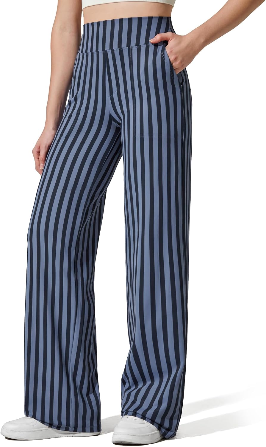 Yoga Pants Women Wide Leg Pants with Pockets High Waist Stretch Dress Casual Sweatpants Petite/Regular/Tall
