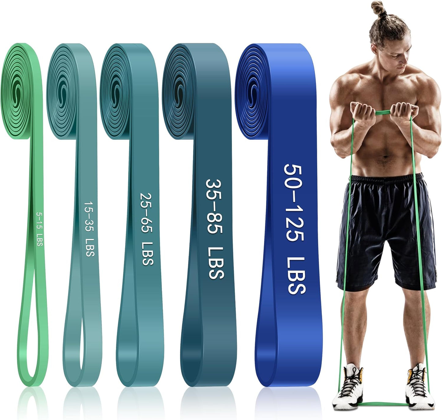 Pull Up Assistance Bands, 5-Level Resistance Bands for Working Out, Pull Up Bands for Men & Women, Exercise Bands for Full-Body Training, Fitness, Physical Therapy, Stretch Workout Bands at Home, Gym