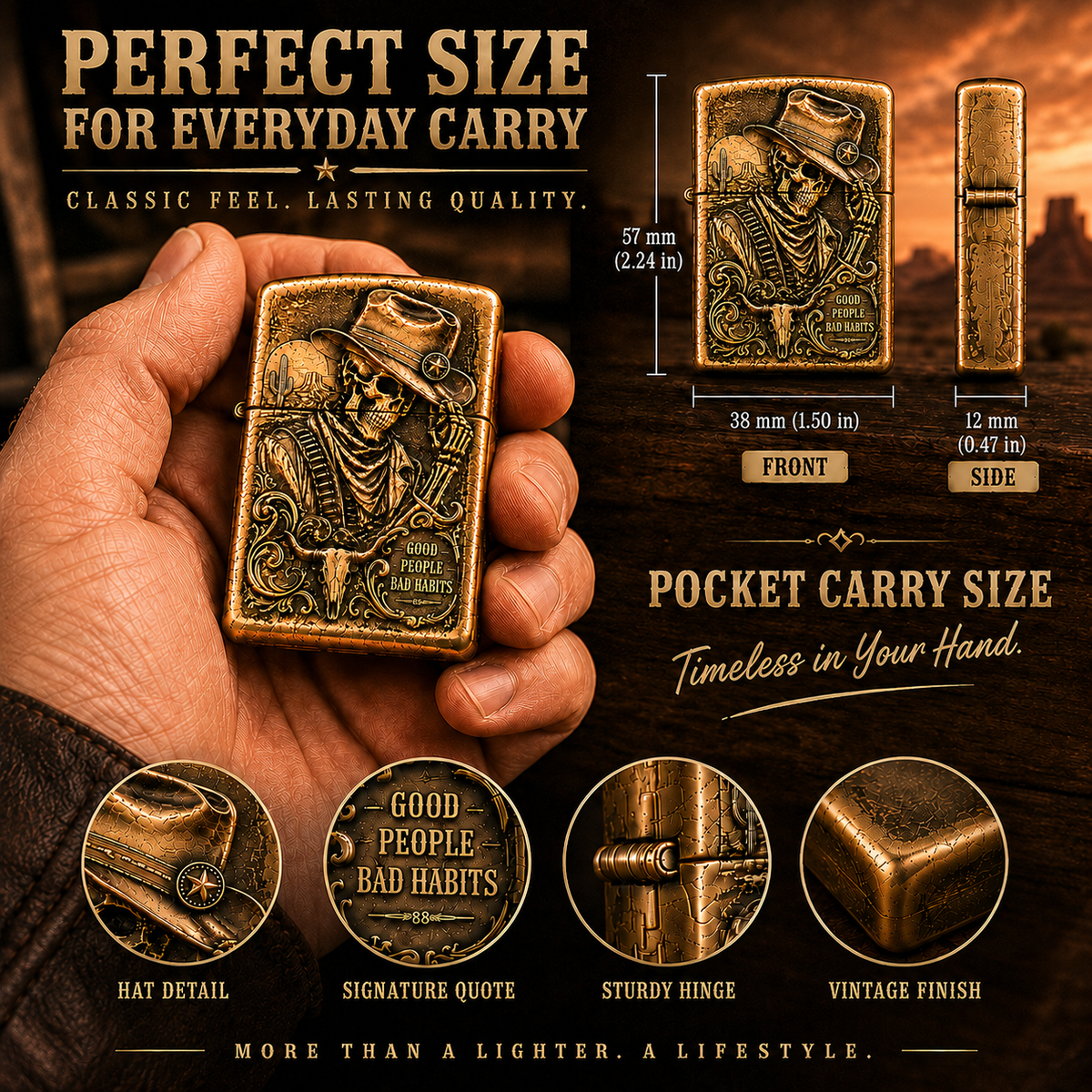 Skeleton Cowboy | Vintage Collector Lighter