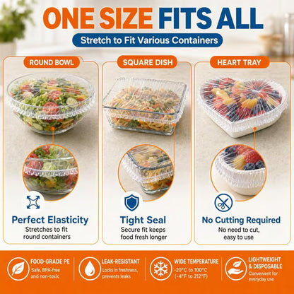 🔥LAST DAY SALE 49% OFF-Buy 1 Get 1 Free 100Pcs Medium Reusable Elastic Plastic Bowl Covers - Kitchen Bread Proofing
