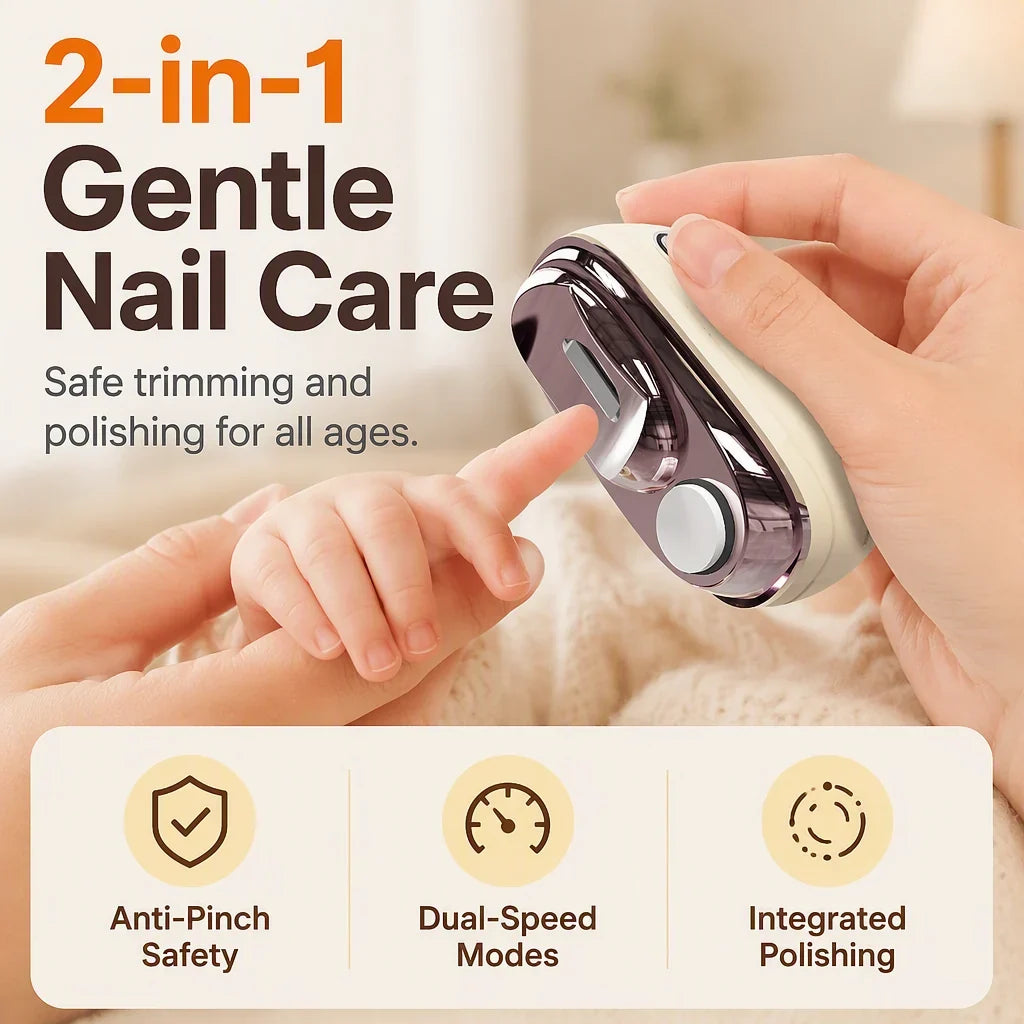 🔥Last Day 50% OFF -✂️ 2-in-1 Smart Electric Nail Clipper & Polisher – Anti-Pinch Safety & LED Light 💅