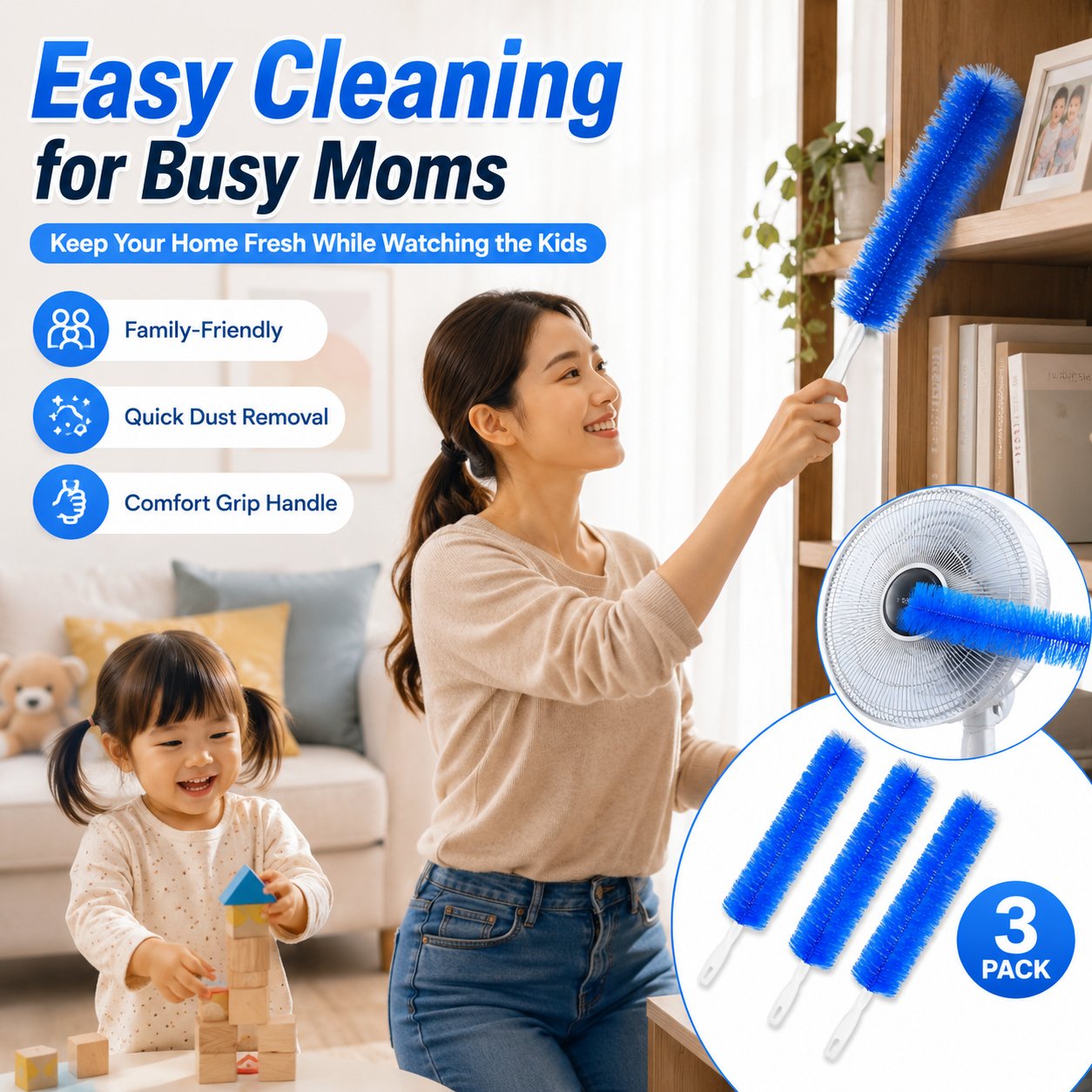 Bendable Microfiber Head,Reusable Dust Remover