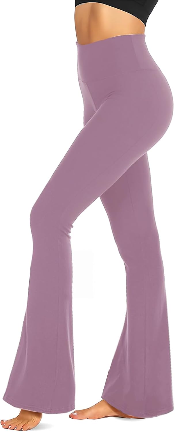 Black Flare Leggings for Women, Crossover Yoga Pants with Pockets Bootcut Flared Leggings