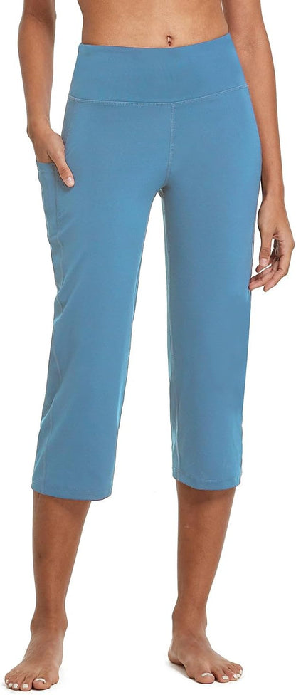 Women's 21" Capri Pants with Pockets, High Waist – Tummy Control Yoga Leggings for Summer Workout