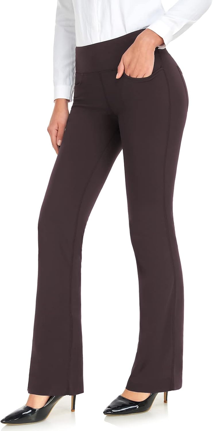 28" 30" 32" 34" Inseam Regular Tall Bootcut Yoga Pants Flared Leg Dress Pants with Pockets for Casual