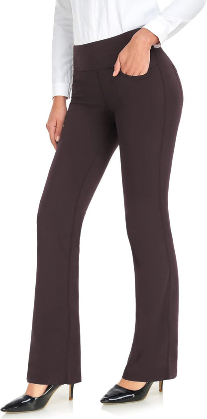 28" 30" 32" 34" Inseam Regular Tall Bootcut Yoga Pants Flared Leg Dress Pants with Pockets for Casual