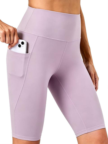 Biker Shorts Women with Pockets - Tummy Control Running Workout Gym Yoga Athletic Spandex Long Shorts