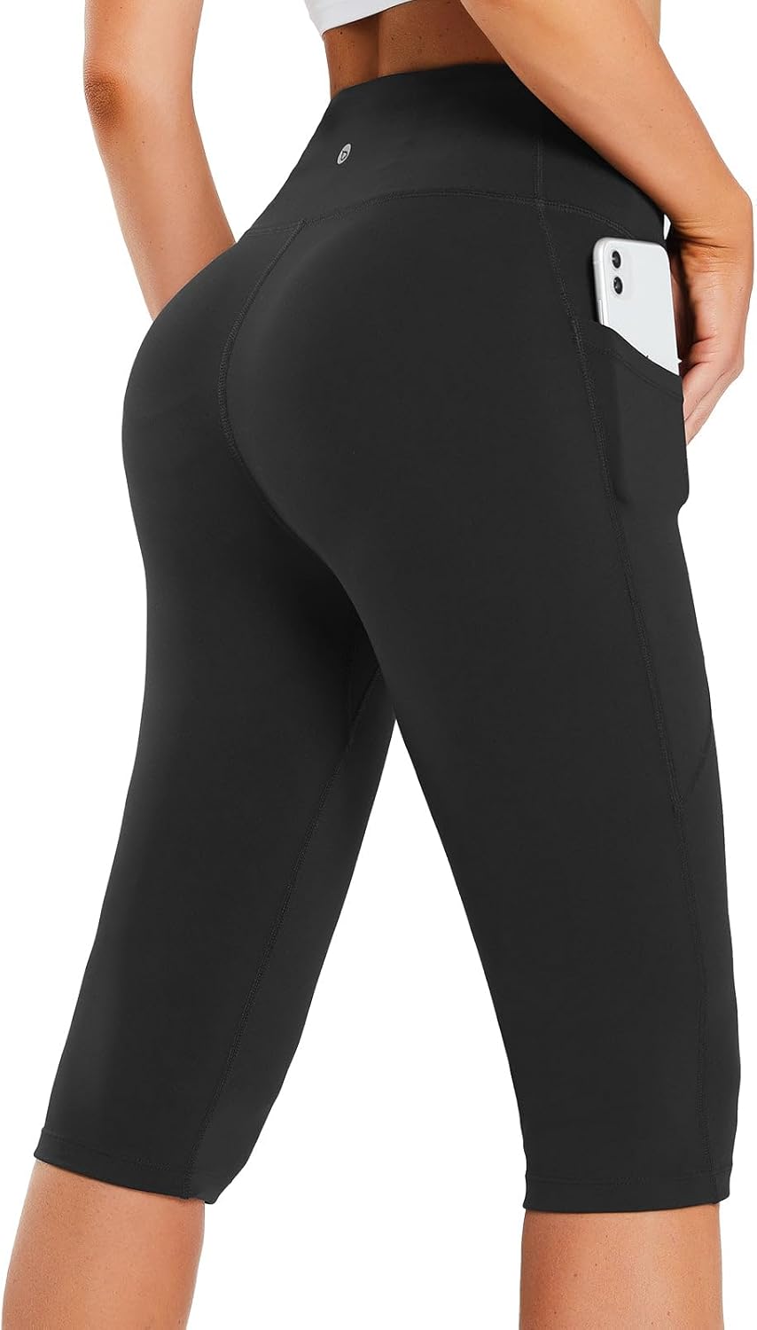 Women's Capri Leggings with Pockets High Waisted Knee Length Capris Stretch for Casual Yoga Pants Workout Exercise