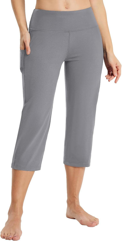Women's 21" Capri Pants with Pockets, High Waist – Tummy Control Yoga Leggings for Summer Workout