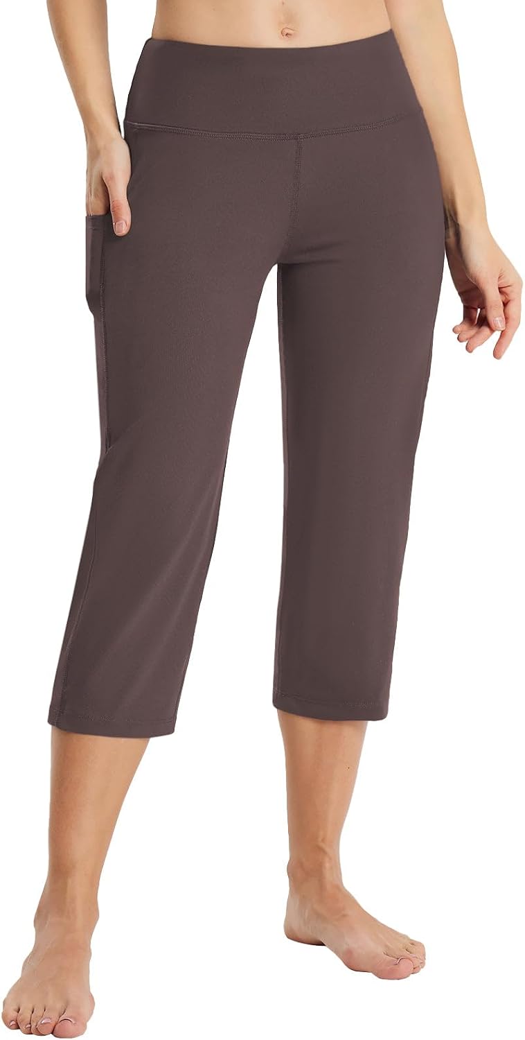 Women's 21" Capri Pants with Pockets, High Waist – Tummy Control Yoga Leggings for Summer Workout