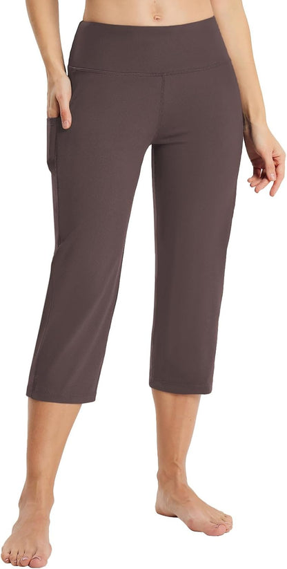 Women's 21" Capri Pants with Pockets, High Waist – Tummy Control Yoga Leggings for Summer Workout