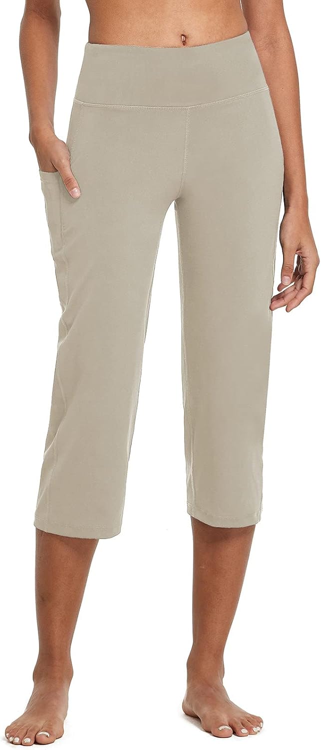 Women's 21" Capri Pants with Pockets, High Waist – Tummy Control Yoga Leggings for Summer Workout