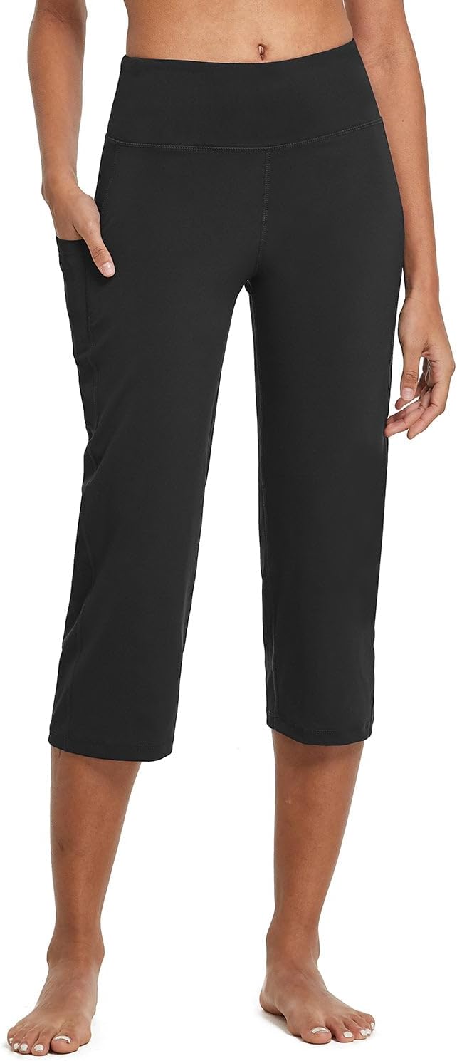 Women's 21" Capri Pants with Pockets, High Waist – Tummy Control Yoga Leggings for Summer Workout