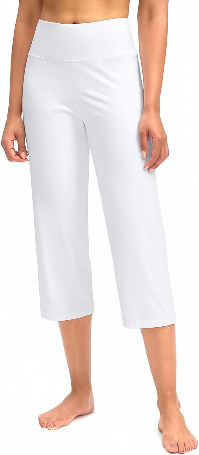 Gradual Capri Pants for Women High Waist Workout Yoga Pants with Pockets Tummy Control Leggings Crop Straight