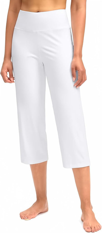 Gradual Capri Pants for Women High Waist Workout Yoga Pants with Pockets Tummy Control Leggings Crop Straight