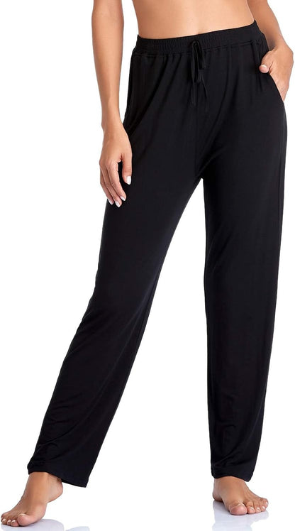 Women's Yoga Pants with Pockets Comfy Stretch Loose Wide Leg Casual Pants Breathable Running Workout Lounge Pants