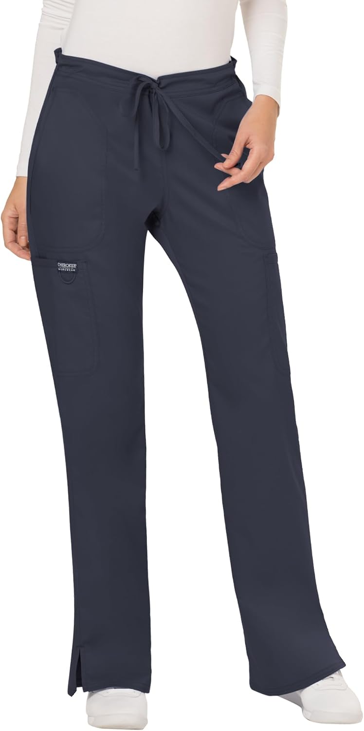 Women Scrubs Pant Workwear Revolution Mid Rise Moderate Flare Drawstring WW120