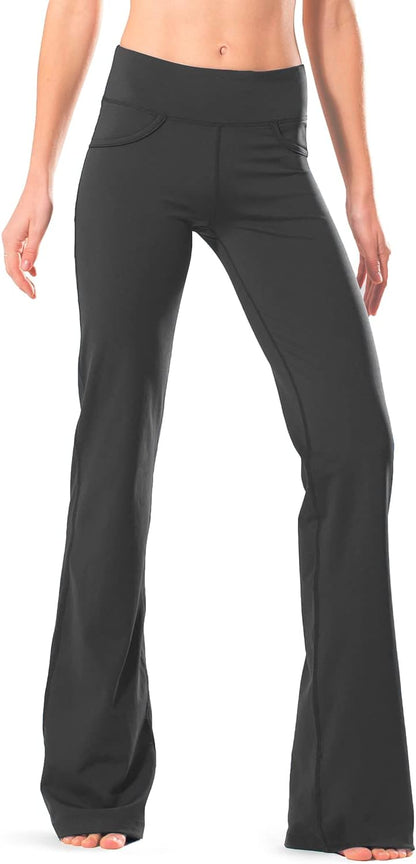 28" 30" 32" 34" Inseam Regular Tall Bootcut Yoga Pants Flared Leg Dress Pants with Pockets for Casual