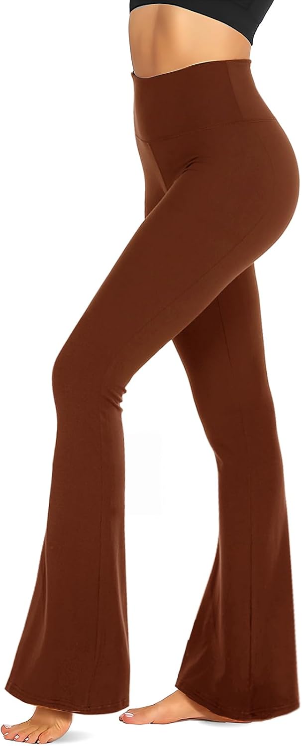 Black Flare Leggings for Women, Crossover Yoga Pants with Pockets Bootcut Flared Leggings