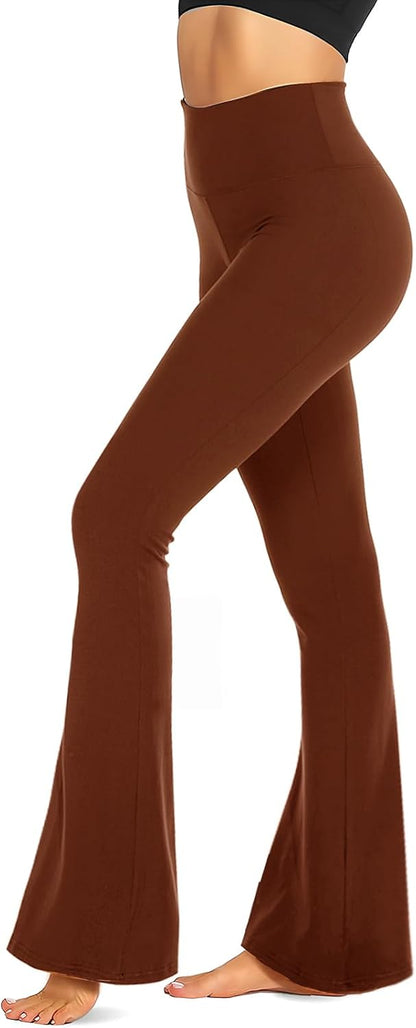 Black Flare Leggings for Women, Crossover Yoga Pants with Pockets Bootcut Flared Leggings