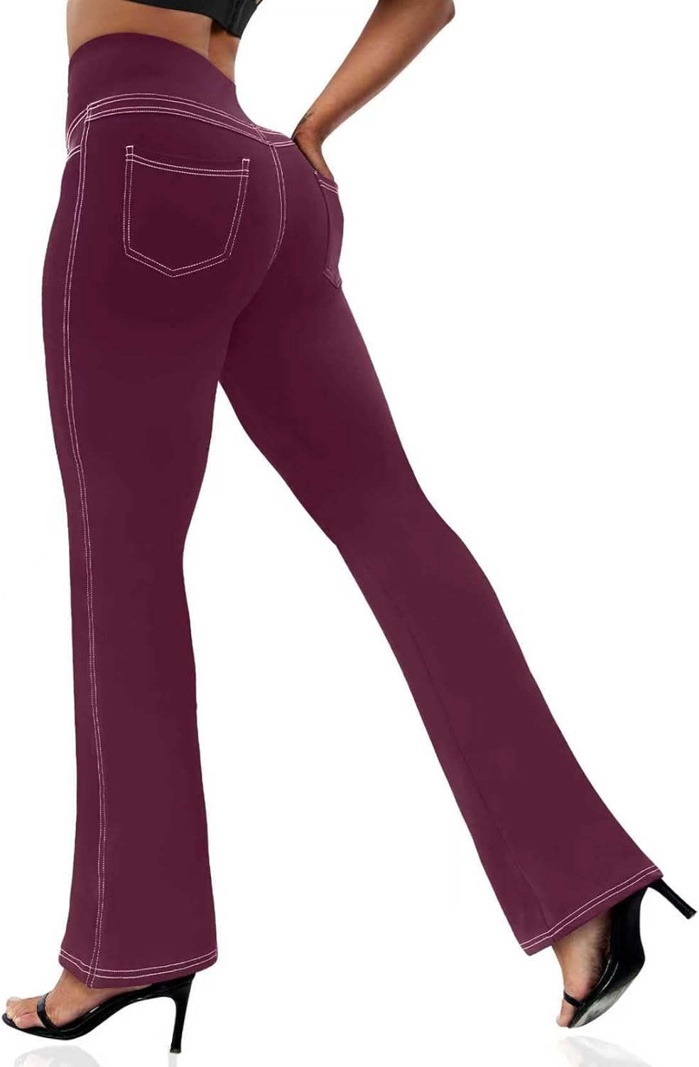 Women's Leggings - Bootleg Yoga Pants Flare with 4 Pockets,Tummy Control High Waisted Casual Dress Pants
