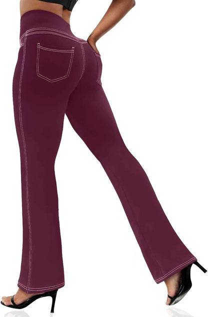 Women's Leggings - Bootleg Yoga Pants Flare with 4 Pockets,Tummy Control High Waisted Casual Dress Pants