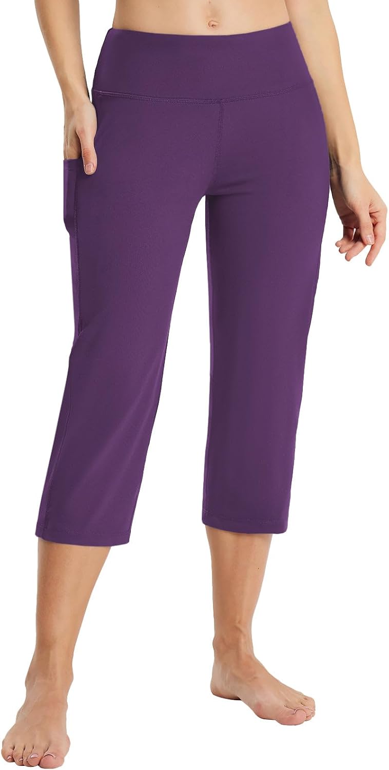 Women's 21" Capri Pants with Pockets, High Waist – Tummy Control Yoga Leggings for Summer Workout