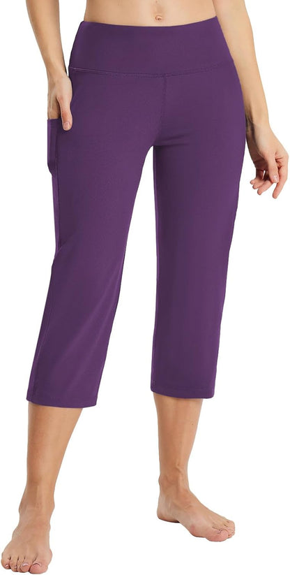 Women's 21" Capri Pants with Pockets, High Waist – Tummy Control Yoga Leggings for Summer Workout