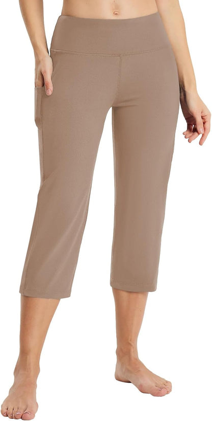 Women's 21" Capri Pants with Pockets, High Waist – Tummy Control Yoga Leggings for Summer Workout