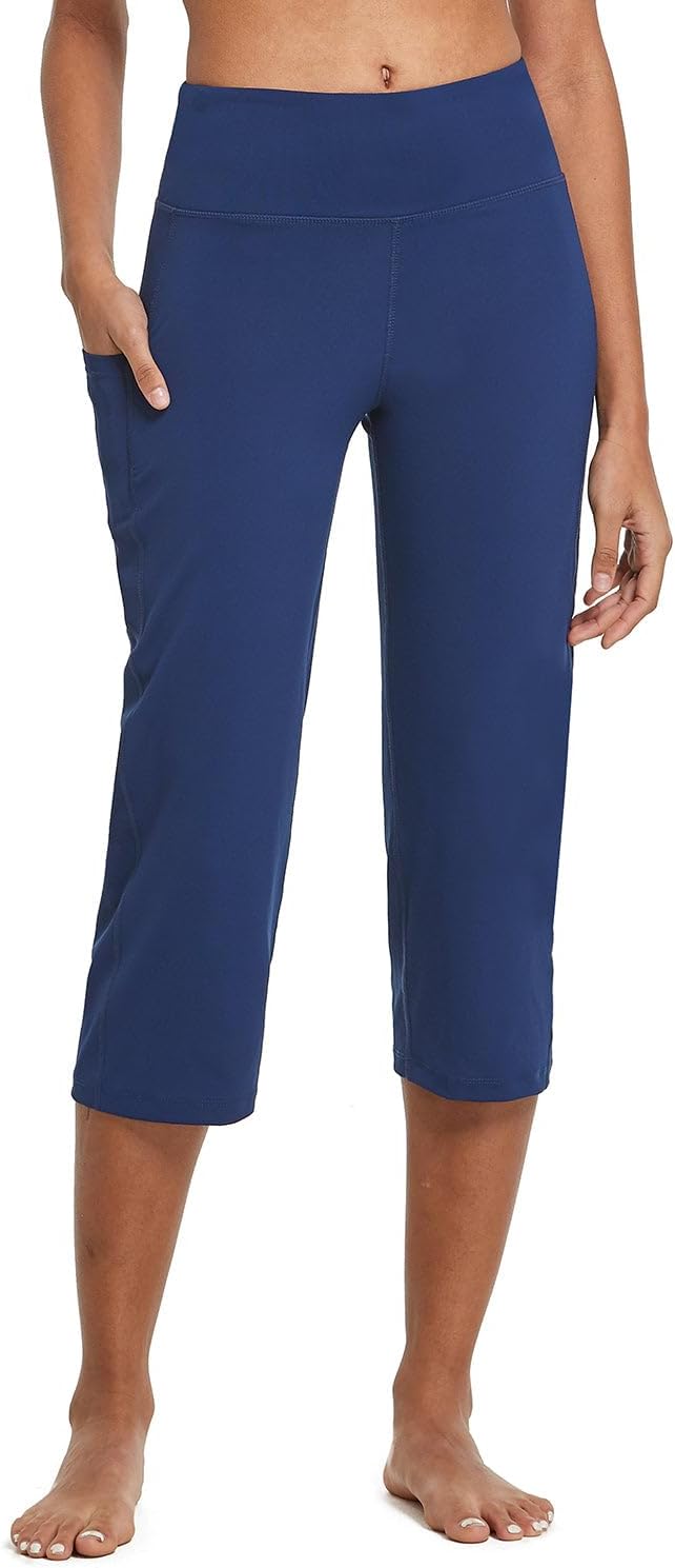 Women's 21" Capri Pants with Pockets, High Waist – Tummy Control Yoga Leggings for Summer Workout