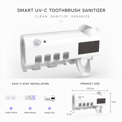 Smart UV-C Toothbrush Sanitizer with Automatic Sensor