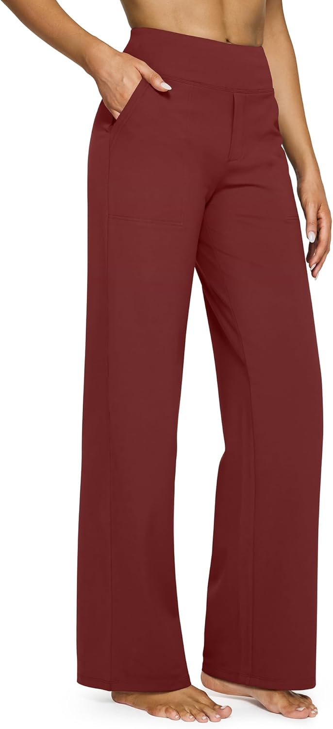 Yoga Pants Women Wide Leg Pants with Pockets High Waist Stretch Dress Casual Sweatpants Petite/Regular/Tall
