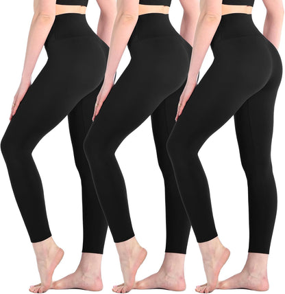 3 Pack Leggings for Women High Waisted Buttery Soft Yoga Pants for Workout Running Gym Athletic