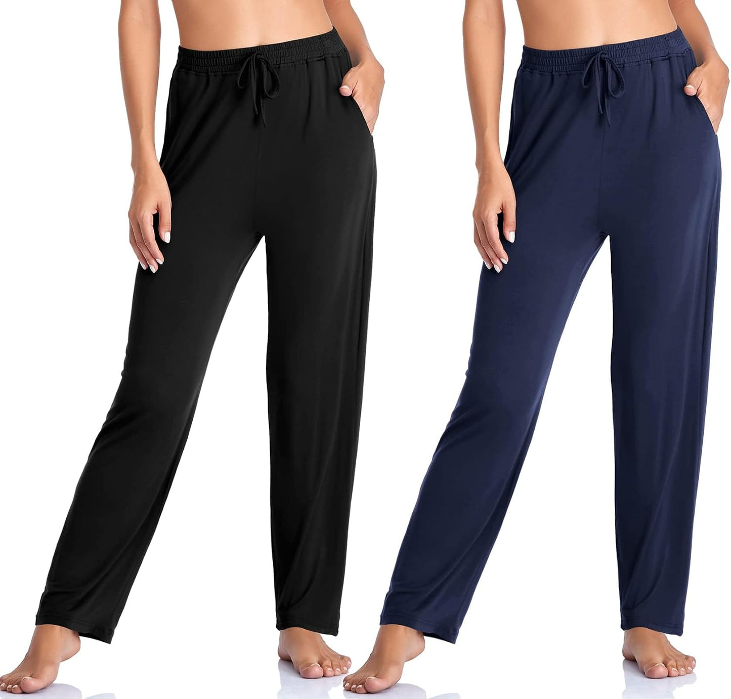 Women's Yoga Pants with Pockets Comfy Stretch Loose Wide Leg Casual Pants Breathable Running Workout Lounge Pants