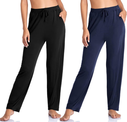 Women's Yoga Pants with Pockets Comfy Stretch Loose Wide Leg Casual Pants Breathable Running Workout Lounge Pants
