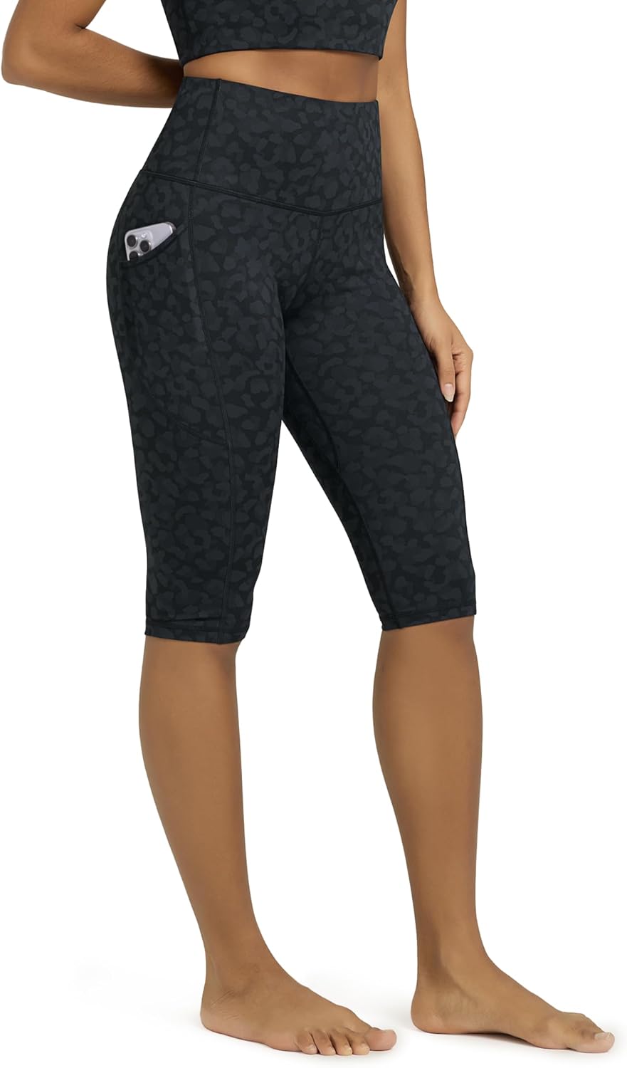 Women's High Waisted Yoga Capris with Pockets, Tummy Control Non See Through Workout Athletic Running Capri Leggings