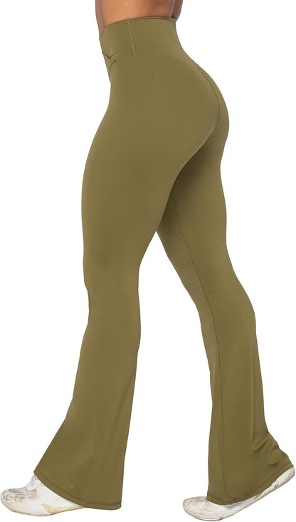 Leggings, Crossover Yoga Pants with Tummy Control, High-Waisted and Wide Leg