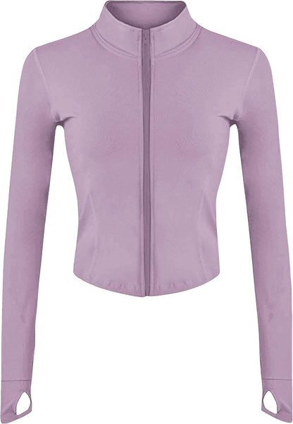 Women's Full Zip Seamless Workout Jacket Running Yoga Slim Fit Track Jacket