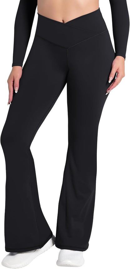 Leggings, Crossover Yoga Pants with Tummy Control, High-Waisted and Wide Leg