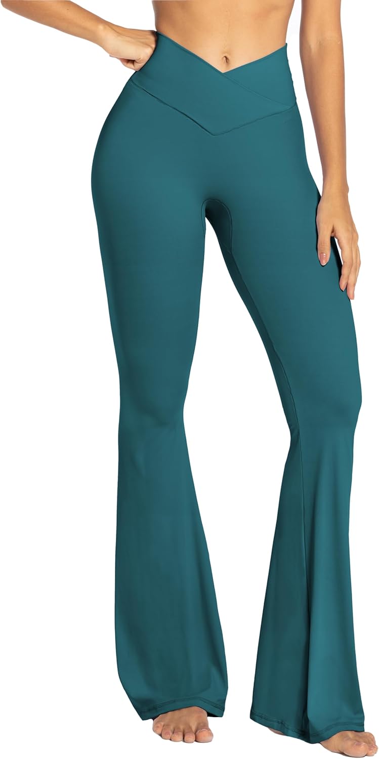 Leggings, Crossover Yoga Pants with Tummy Control, High-Waisted and Wide Leg