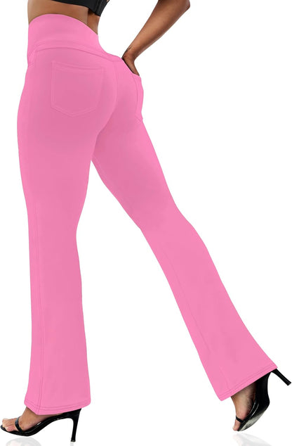 Women's Leggings - Bootleg Yoga Pants Flare with 4 Pockets,Tummy Control High Waisted Casual Dress Pants
