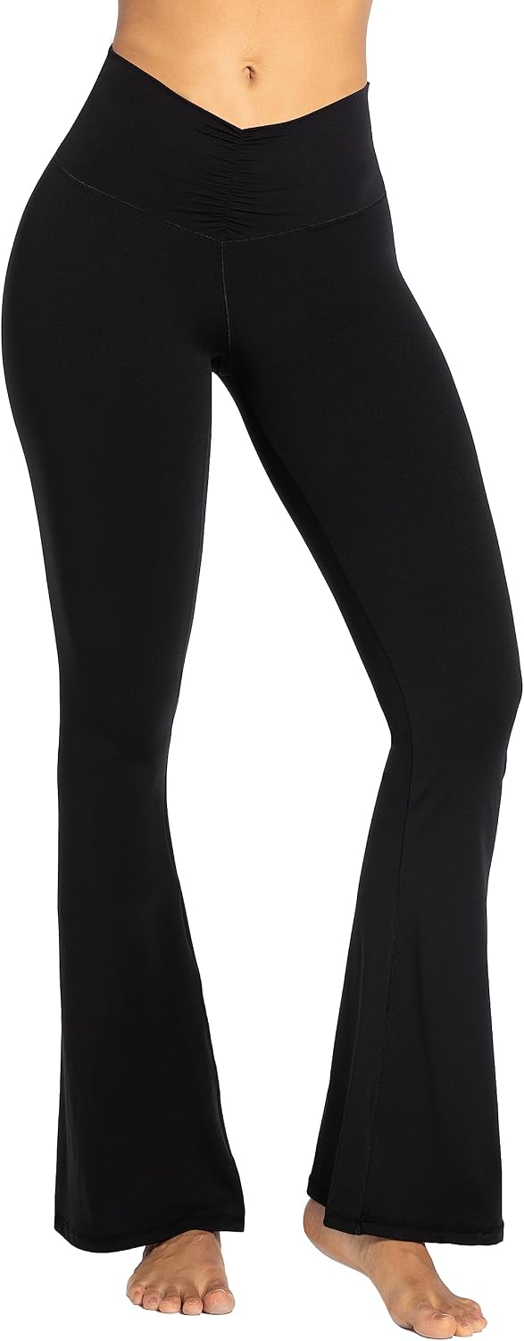 Leggings, Crossover Yoga Pants with Tummy Control, High-Waisted and Wide Leg