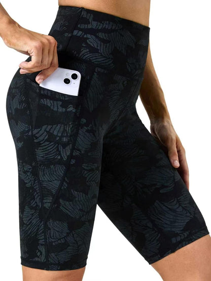 Biker Shorts Women with Pockets - Tummy Control Running Workout Gym Yoga Athletic Spandex Long Shorts