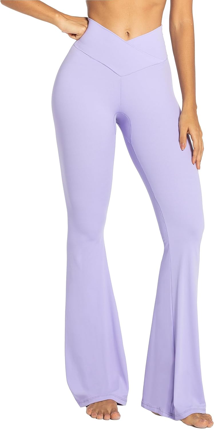 Leggings, Crossover Yoga Pants with Tummy Control, High-Waisted and Wide Leg