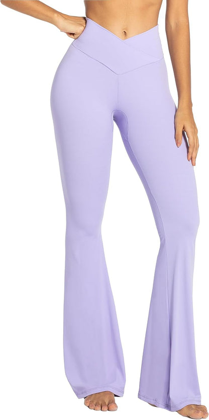 Leggings, Crossover Yoga Pants with Tummy Control, High-Waisted and Wide Leg