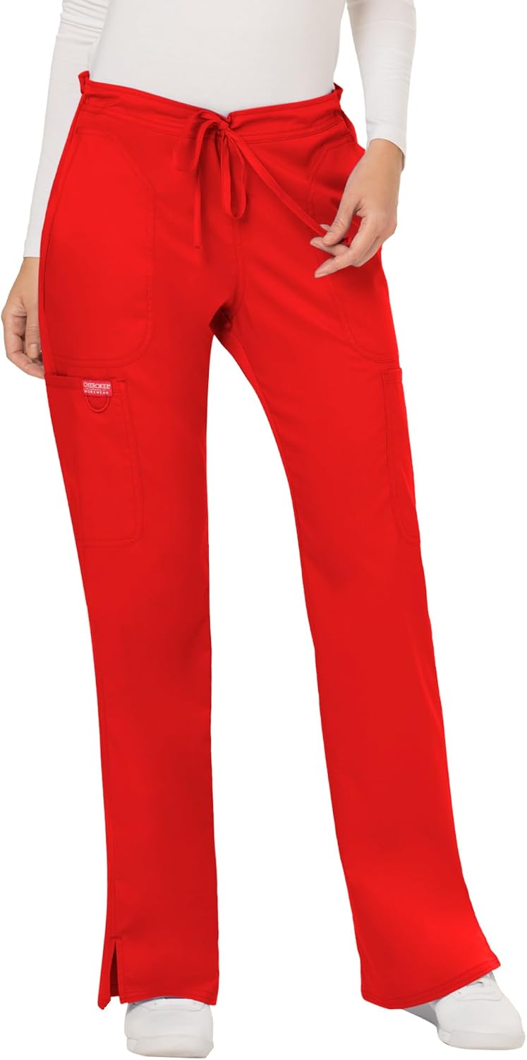 Women Scrubs Pant Workwear Revolution Mid Rise Moderate Flare Drawstring WW120