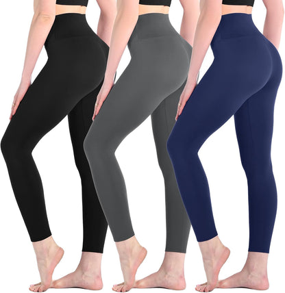 3 Pack Leggings for Women High Waisted Buttery Soft Yoga Pants for Workout Running Gym Athletic