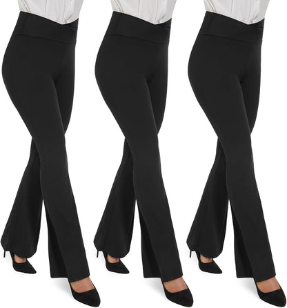 Black Flare Leggings for Women, Crossover Yoga Pants with Pockets Bootcut Flared Leggings