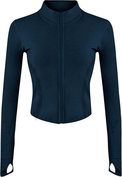Women's Full Zip Seamless Workout Jacket Running Yoga Slim Fit Track Jacket